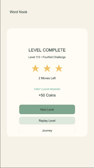 Word Nook journey screen
